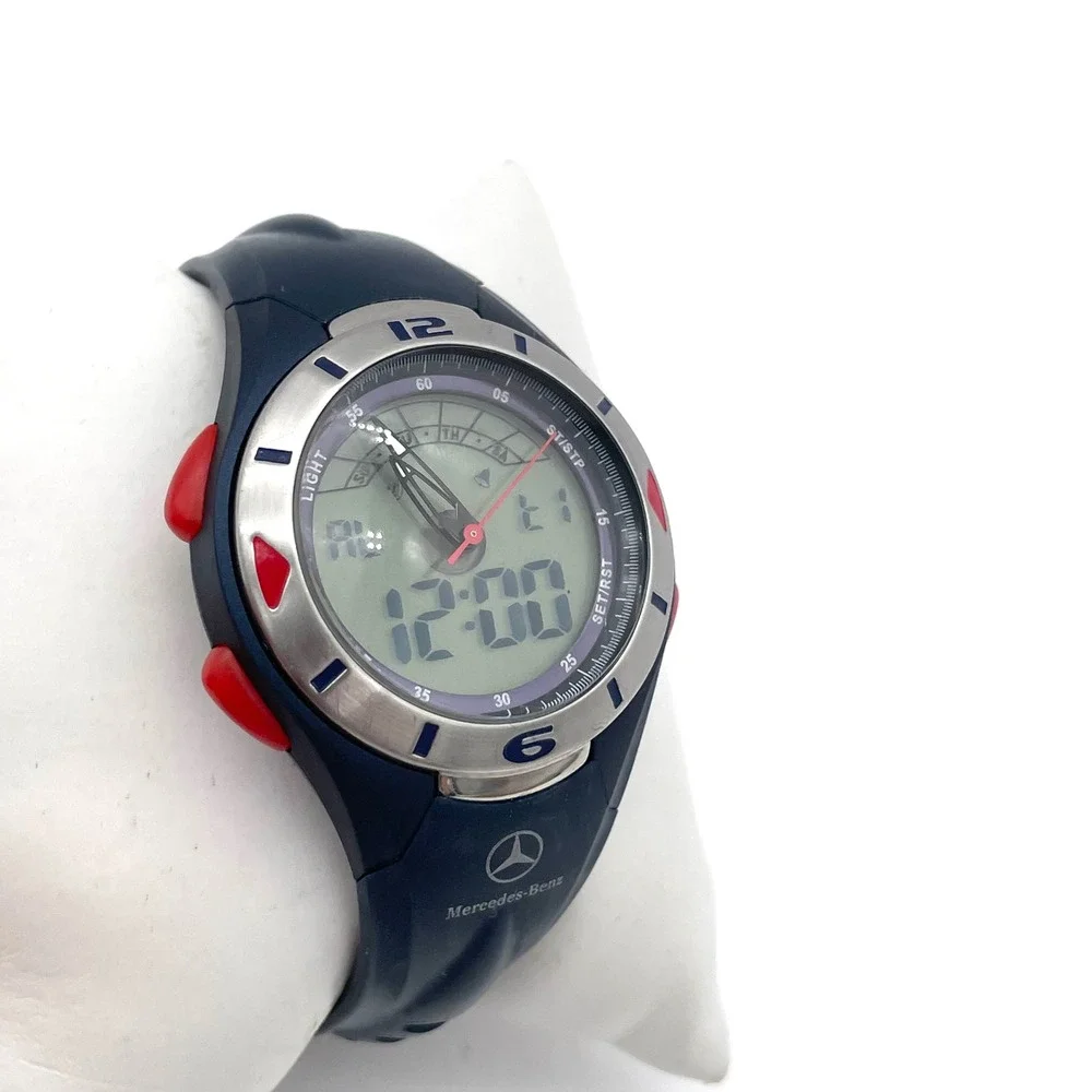 Mercedes-Benz Sport Watch Men OS Blue Good Vintage Y2K Ana-Digi 100M Sport